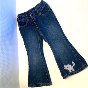 Gymboree little girls jeans with cat embroidery